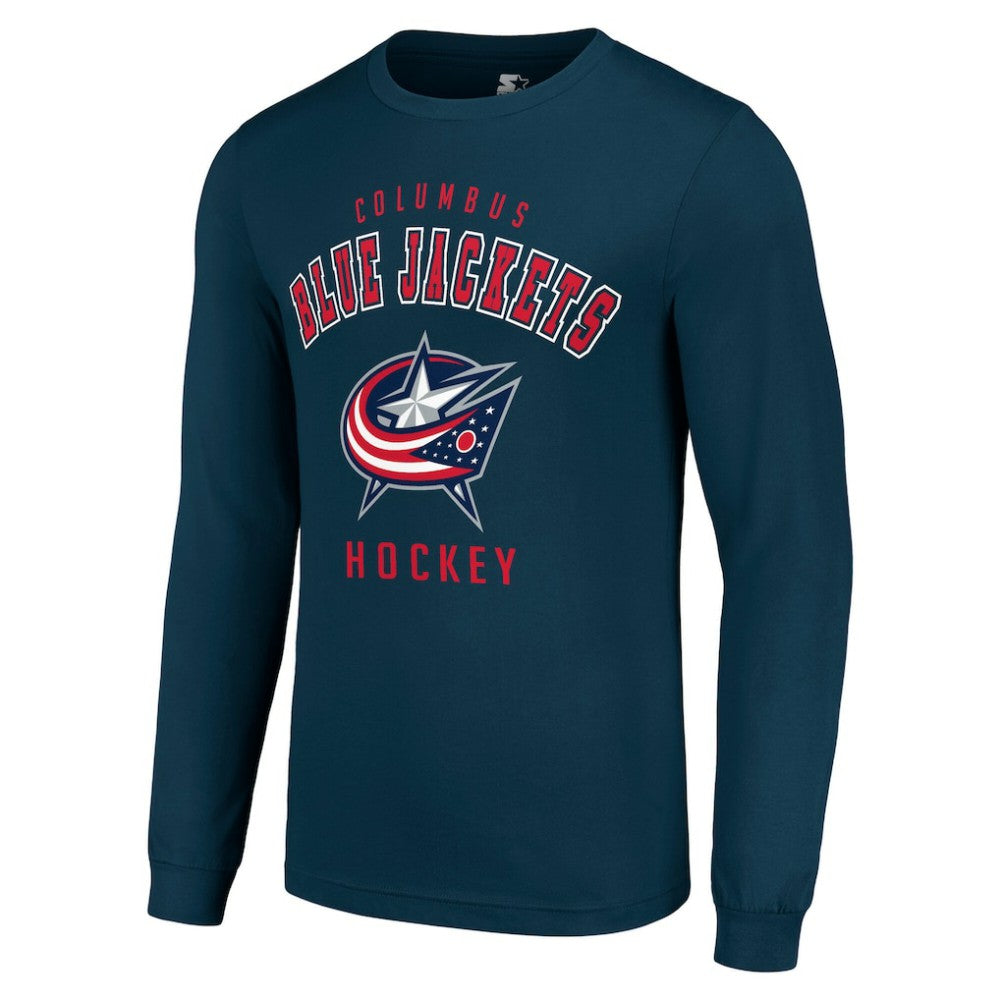 Columbus Blue Jackets - Starter Logo Long Sleeve T-Shirt Navy