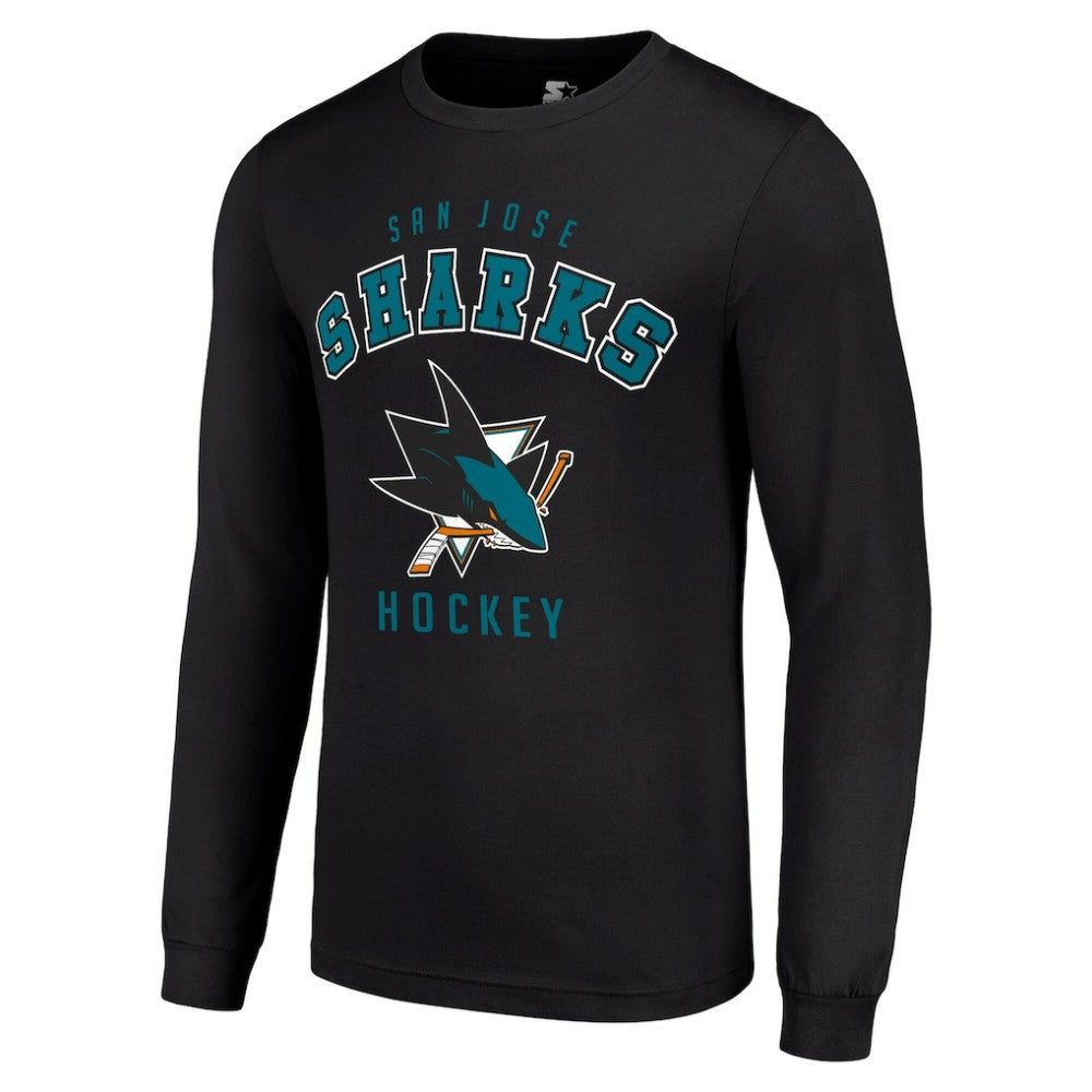 San Jose Sharks - Starter Logo Long Sleeve T-Shirt Black
