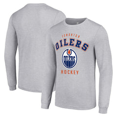 Edmonton Oilers - Starter Logo Long Sleeve T-Shirt Heather Gray