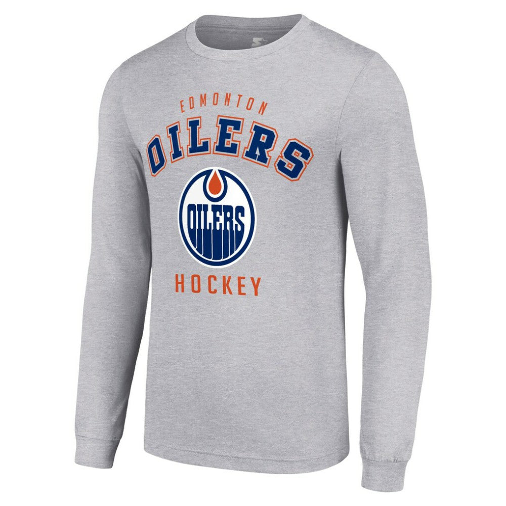 Edmonton Oilers - Starter Logo Long Sleeve T-Shirt Heather Gray
