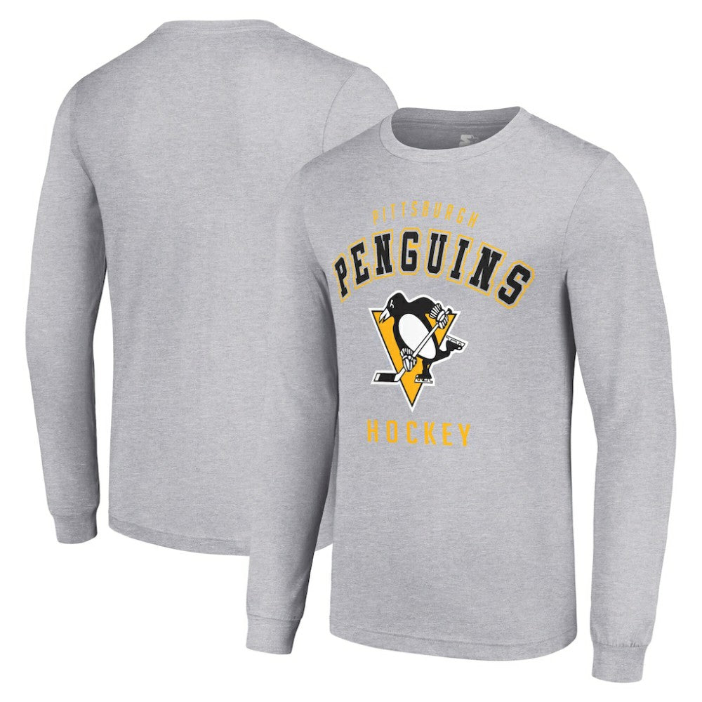 Pittsburgh Penguins Starter Logo Long Sleeve T-Shirt Heather Gray