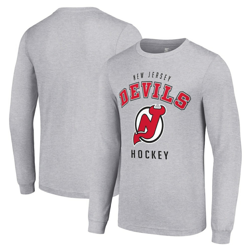 New Jersey Devils - Starter Logo Long Sleeve T-Shirt Heather Gray