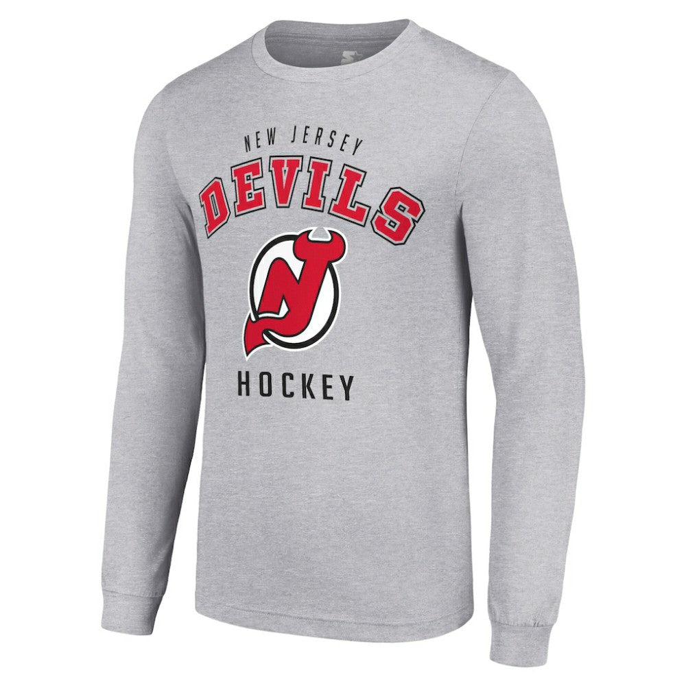 New Jersey Devils - Starter Logo Long Sleeve T-Shirt Heather Gray