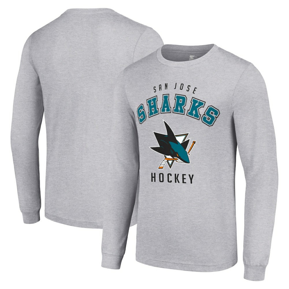 San Jose Sharks - Starter Logo Long Sleeve T-Shirt Heather Gray