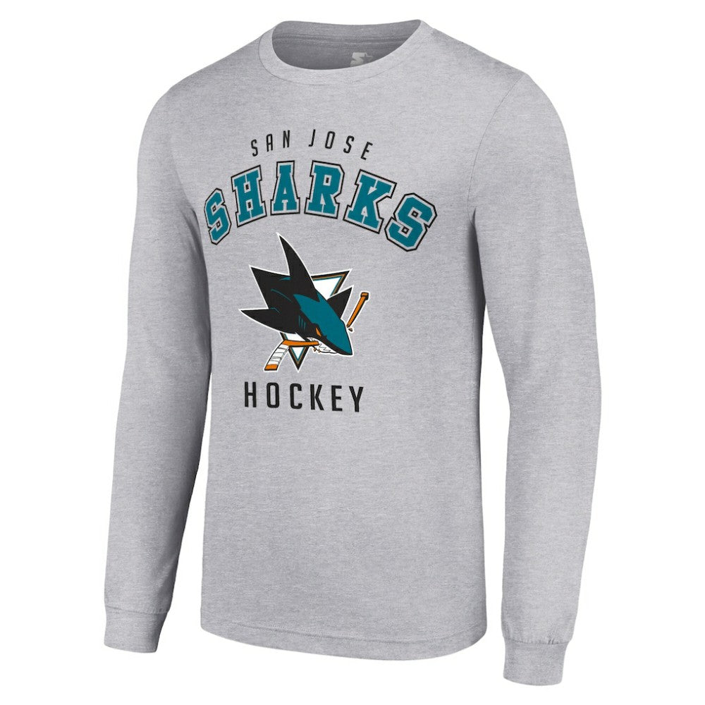 San Jose Sharks - Starter Logo Long Sleeve T-Shirt Heather Gray