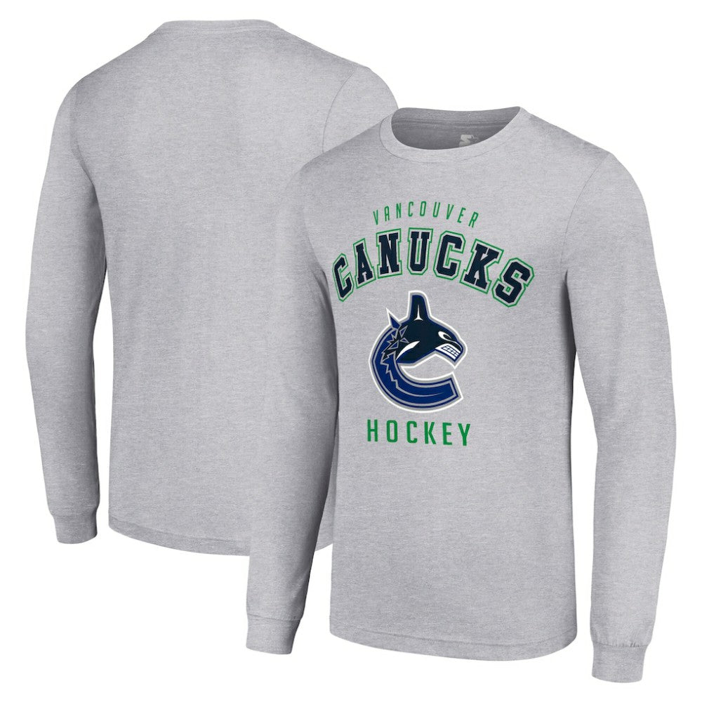 Vancouver Canucks - Starter Logo Long Sleeve T-Shirt Heather Gray