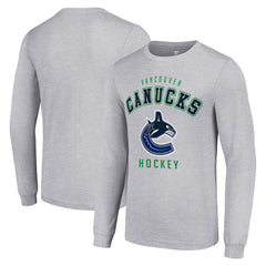 Vancouver Canucks - Starter Logo Long Sleeve T-Shirt Heather Gray