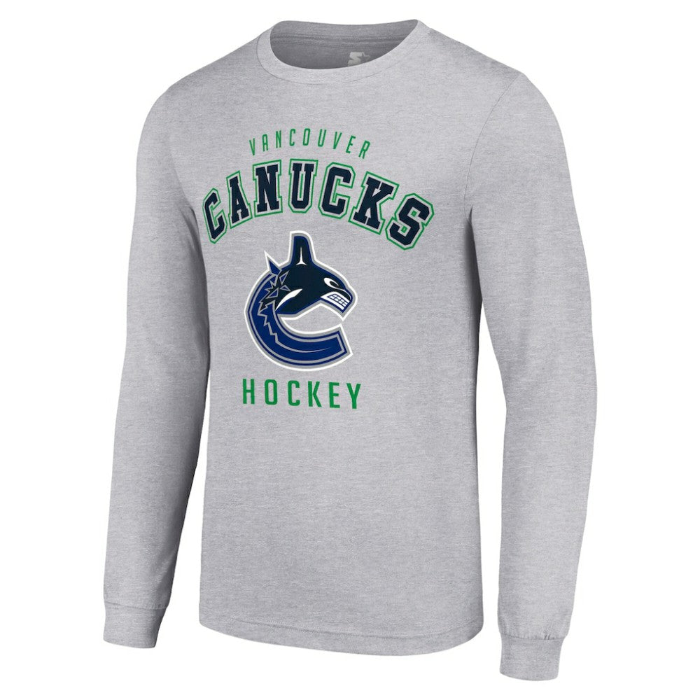 Vancouver Canucks - Starter Logo Long Sleeve T-Shirt Heather Gray
