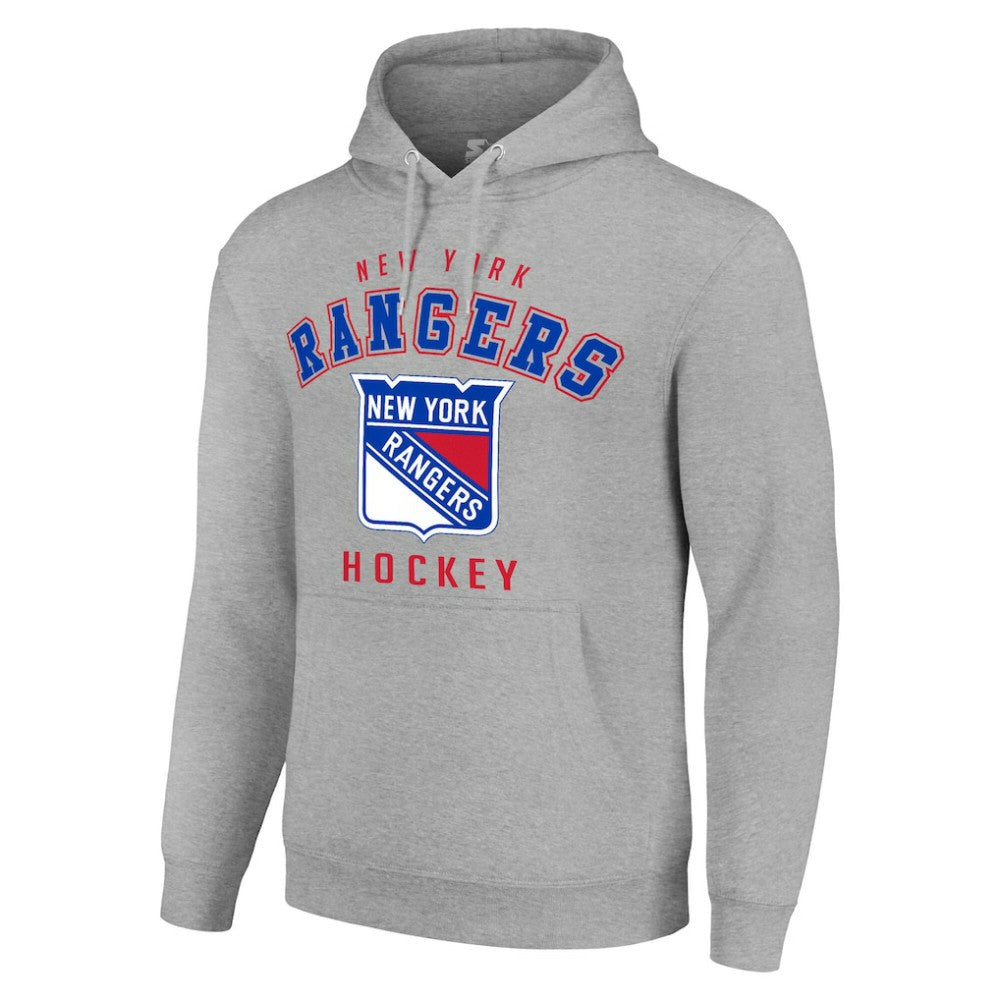 New York Rangers Starter Logo Pullover Hoodie Heather Gray