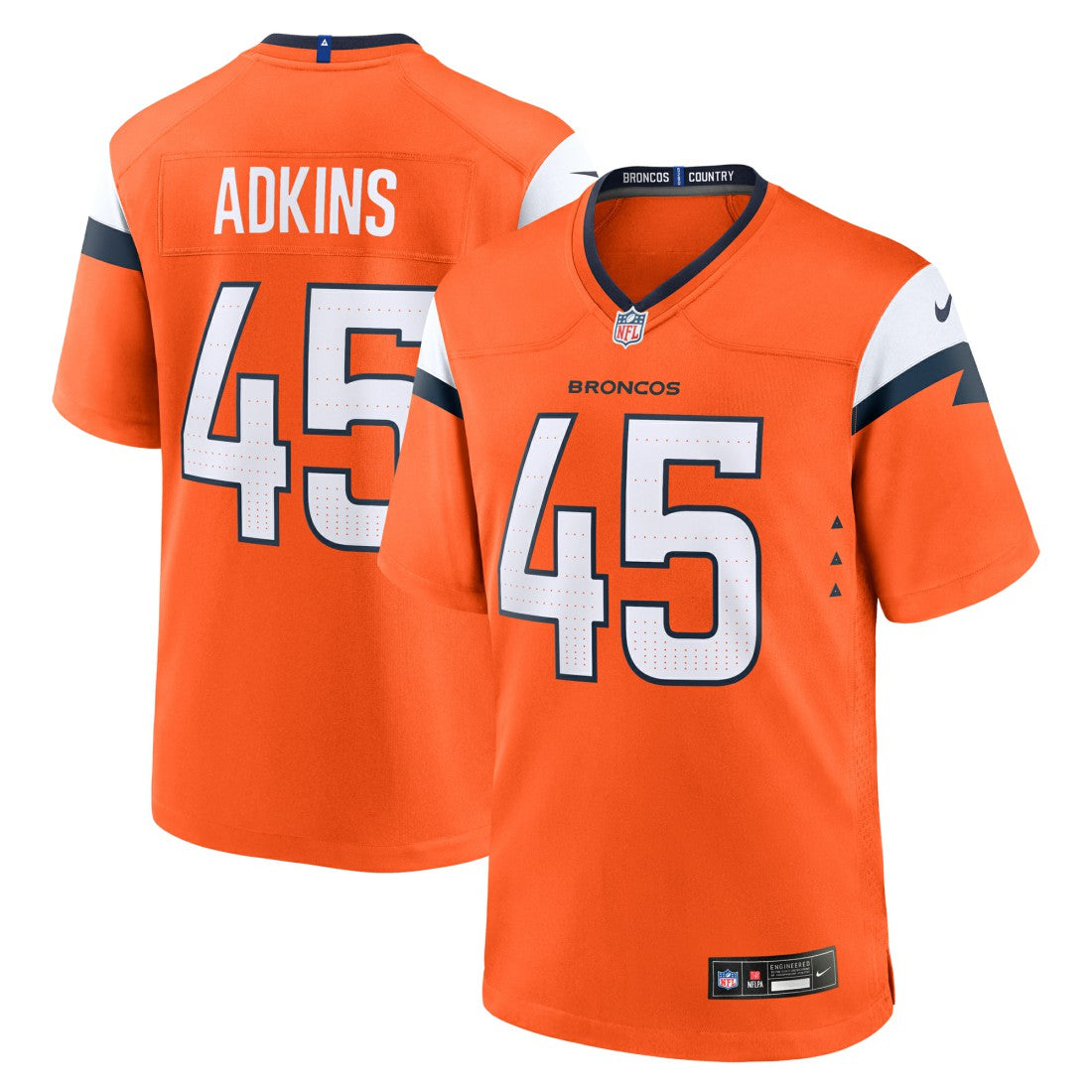 Nate Adkins Denver Broncos Team Game Jersey Orange - Nike