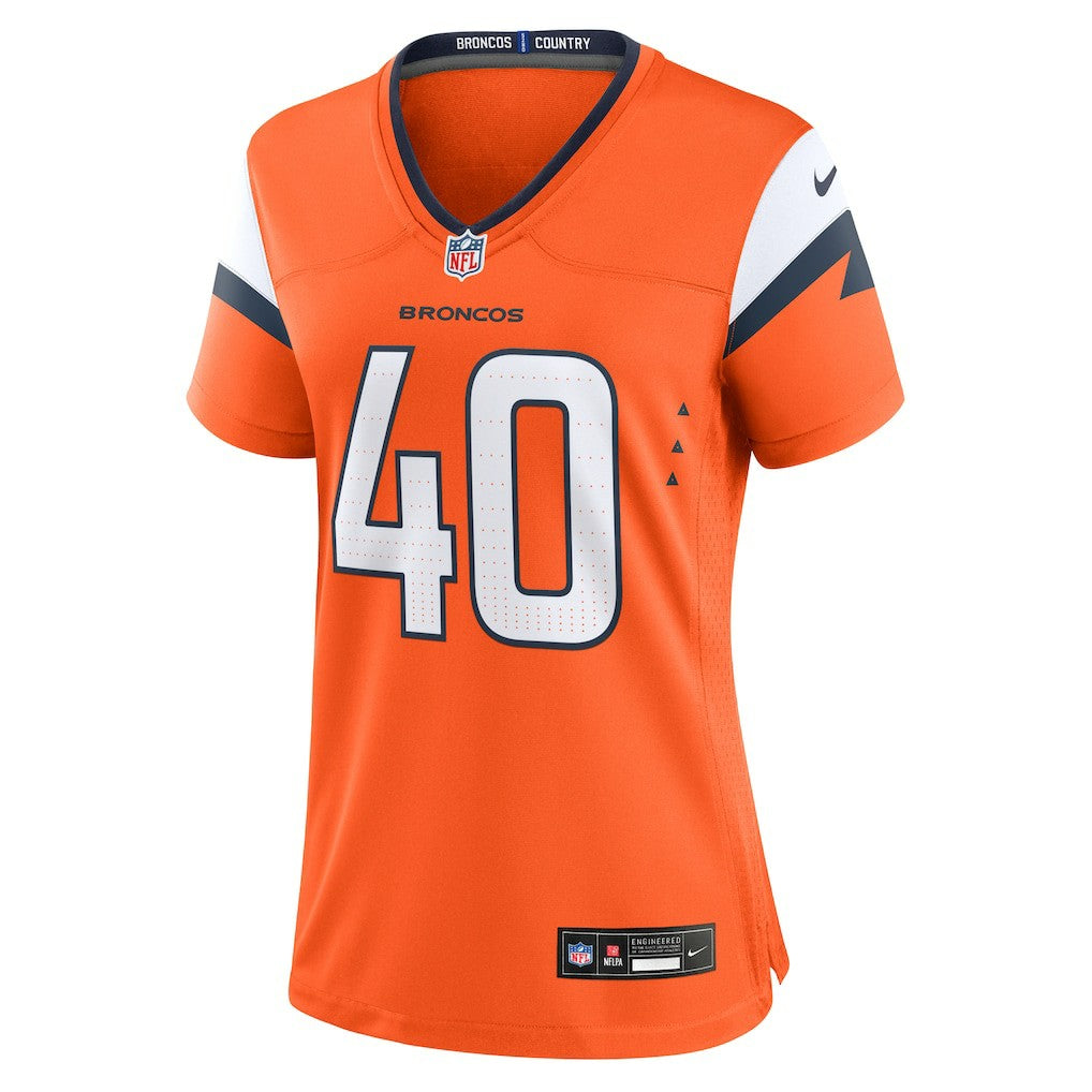 Justin Strnad Denver Broncos Women's Team Game Jersey Orange - Nike