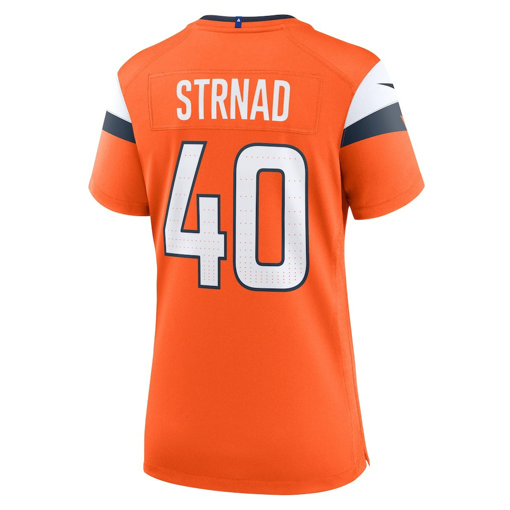 Justin Strnad Denver Broncos Women's Team Game Jersey Orange - Nike