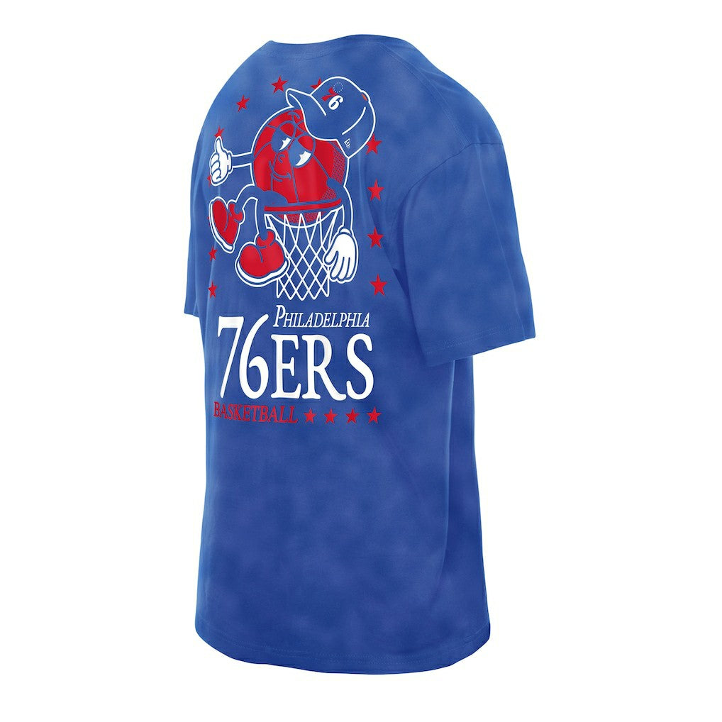 New Era - Philadelphia 76ers Old School Sport Enzyme Wash Oversized T-Shirt - Royal