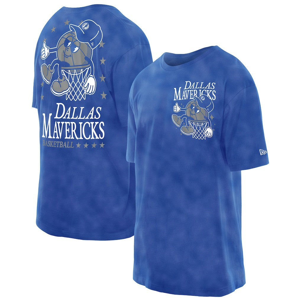 New Era - Dallas Mavericks Old School Sport Enzyme Wash Oversized T-Shirt - Blue