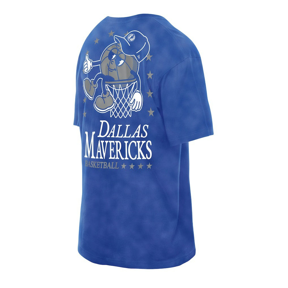 New Era - Dallas Mavericks Old School Sport Enzyme Wash Oversized T-Shirt - Blue