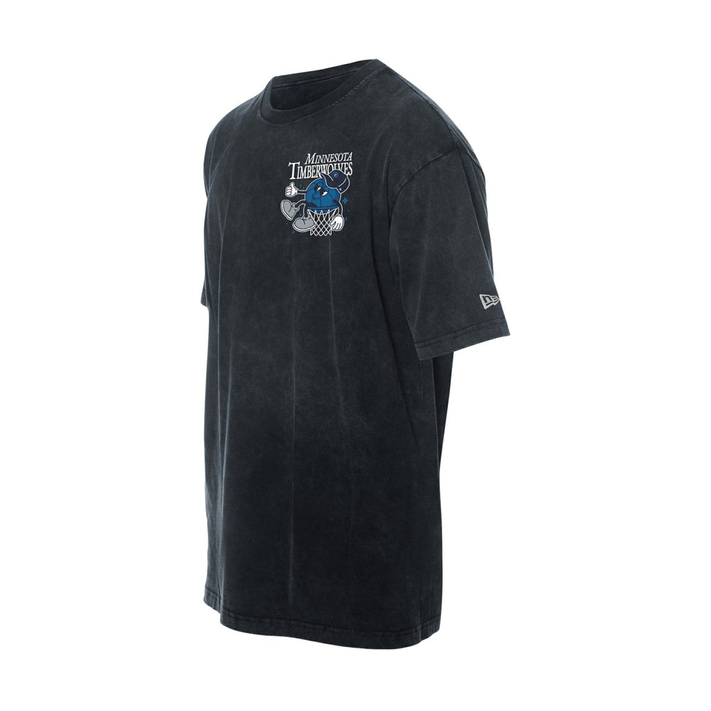 New Era - Minnesota Timberwolves Old School Sport Enzyme Wash Oversized T-Shirt - Black