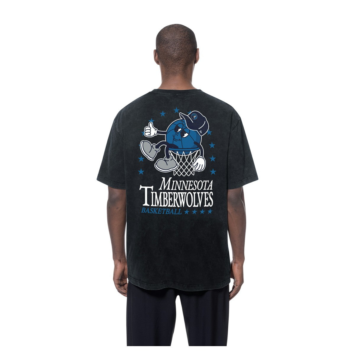 New Era - Minnesota Timberwolves Old School Sport Enzyme Wash Oversized T-Shirt - Black
