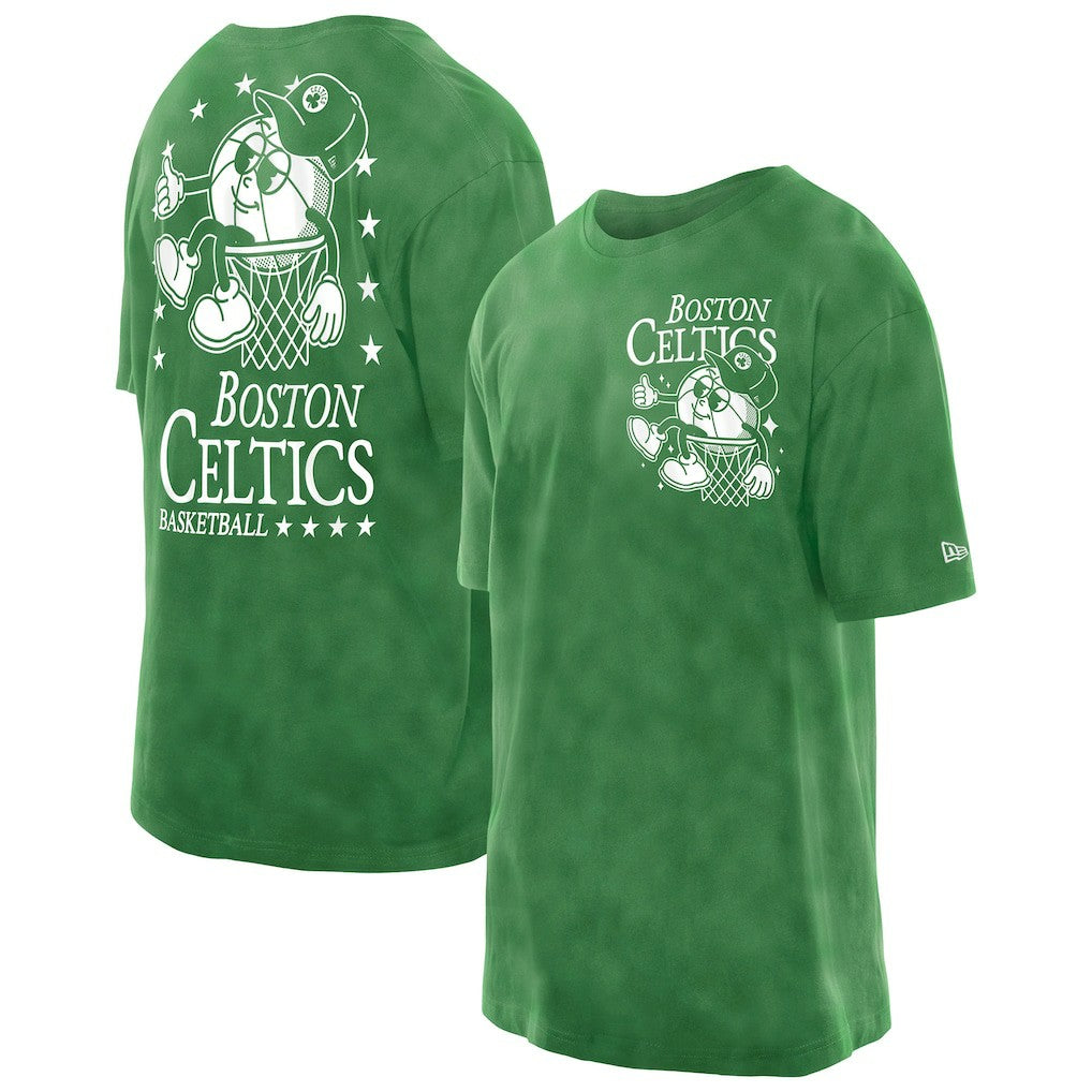 New Era - Boston Celtics Old School Sport Enzyme Wash Oversized T-Shirt - Kelly Green