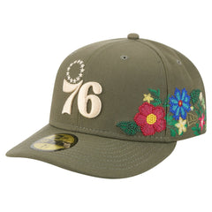 New Era - Philadelphia 76ers Tonal Florals 59FIFTY Fitted Hat - Olive