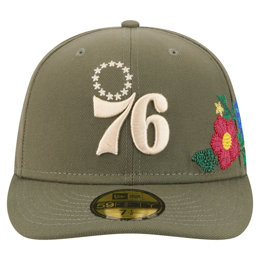 New Era - Philadelphia 76ers Tonal Florals 59FIFTY Fitted Hat - Olive