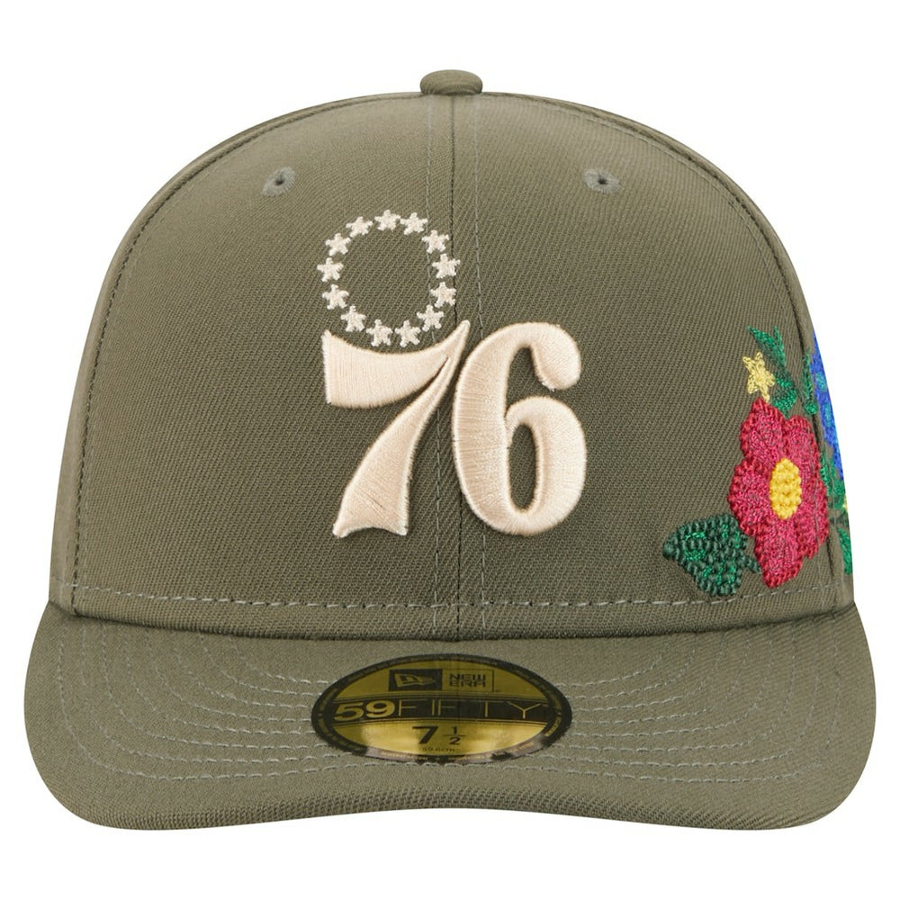 New Era - Philadelphia 76ers Tonal Florals 59FIFTY Fitted Hat - Olive