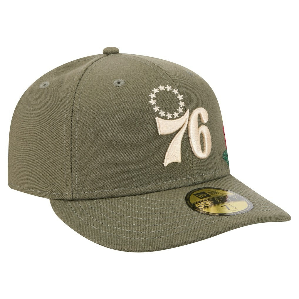 New Era - Philadelphia 76ers Tonal Florals 59FIFTY Fitted Hat - Olive