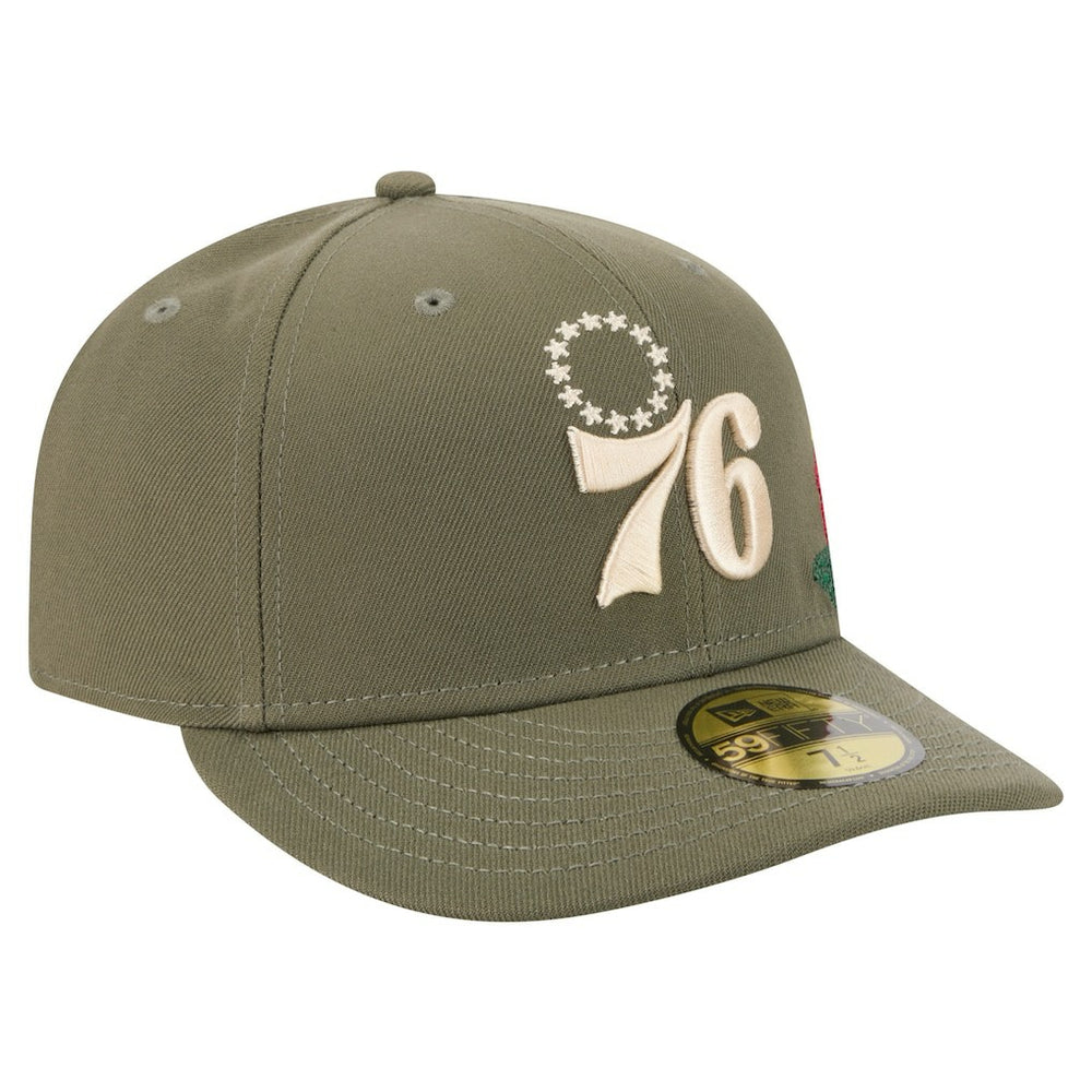 New Era - Philadelphia 76ers Tonal Florals 59FIFTY Fitted Hat - Olive