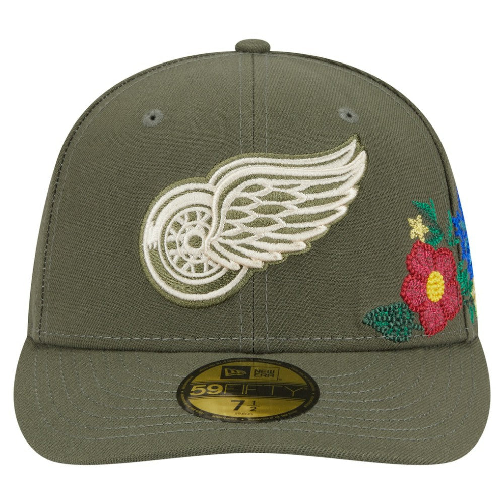 Detroit Red Wings - New Era Tonal Florals 59FIFTY Fitted Hat Olive
