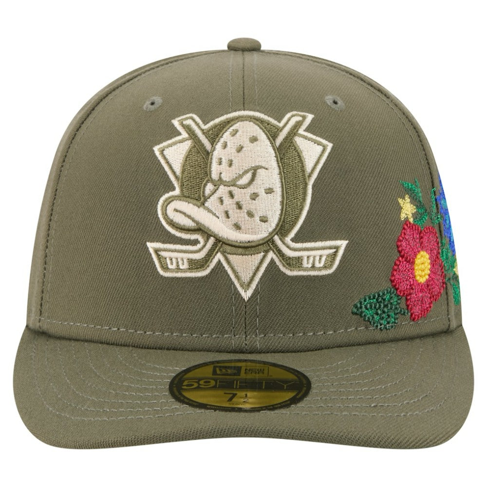 Anaheim Ducks - New Era Tonal Florals 59FIFTY Fitted Hat Olive