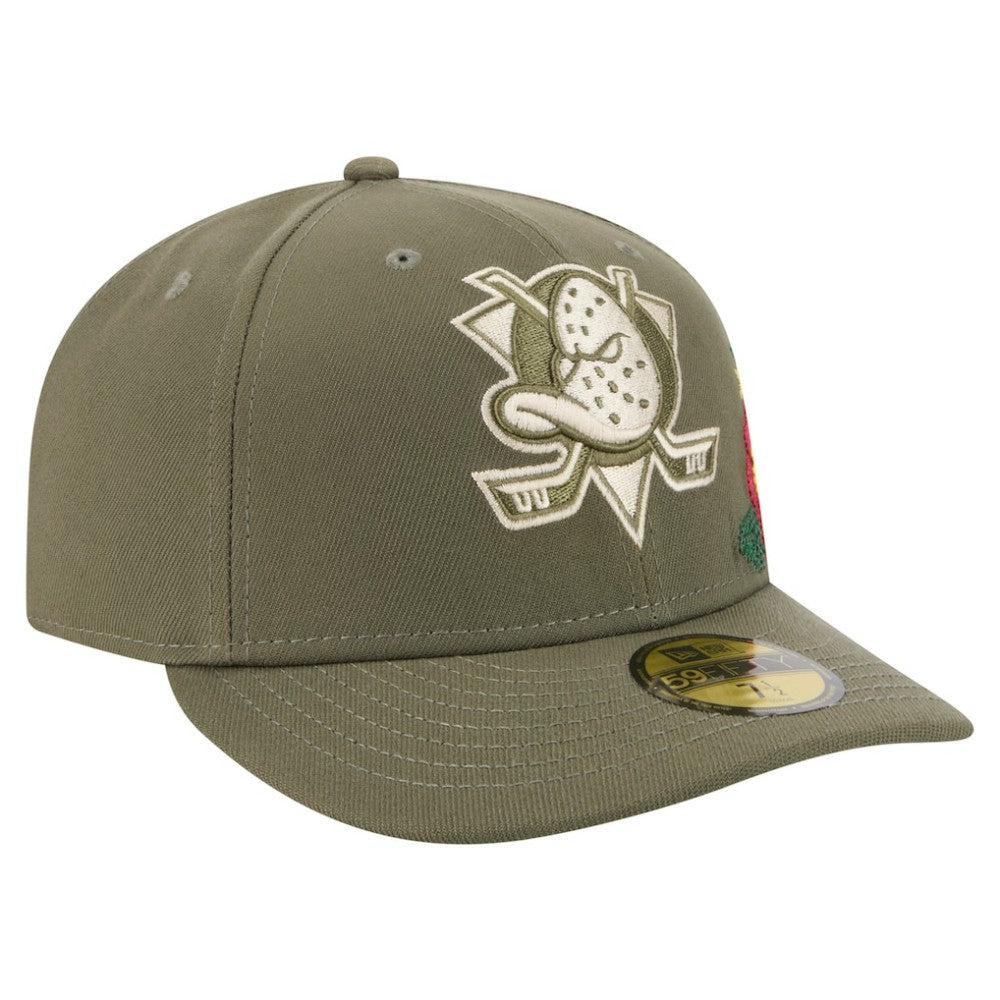 Anaheim Ducks - New Era Tonal Florals 59FIFTY Fitted Hat Olive