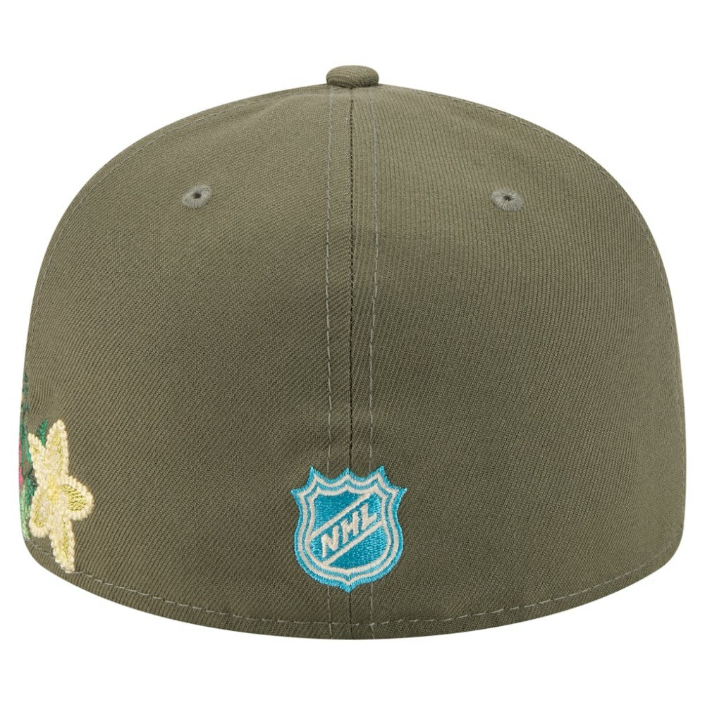 Anaheim Ducks - New Era Tonal Florals 59FIFTY Fitted Hat Olive