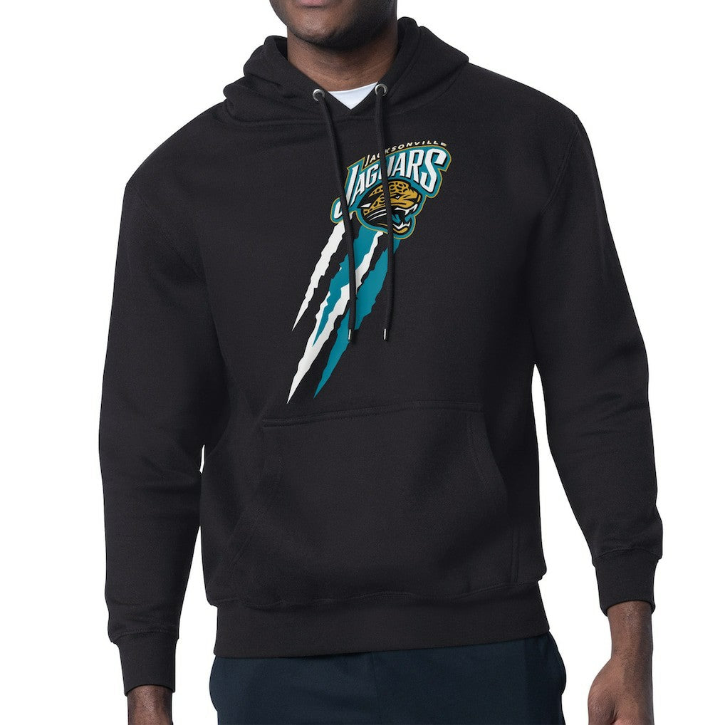 Jacksonville Jaguars Starter Retro Team Logo Color Scratch Pullover Hoodie Black - NFL