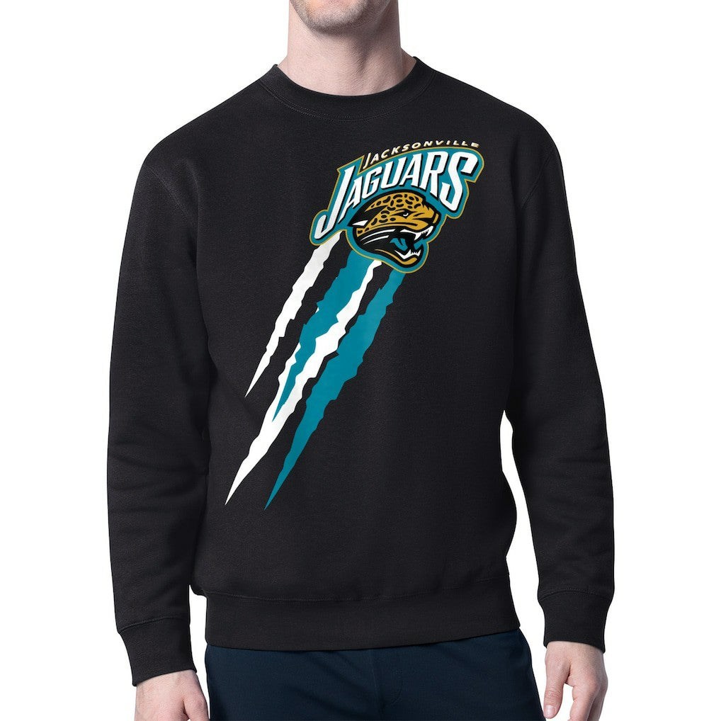 Jacksonville Jaguars Starter Retro Team Logo Color Scratch Pullover Sweatshirt Black - NFL
