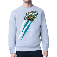 Jacksonville Jaguars Starter Retro Team Logo Color Scratch Pullover Sweatshirt Heather Gray - NFL