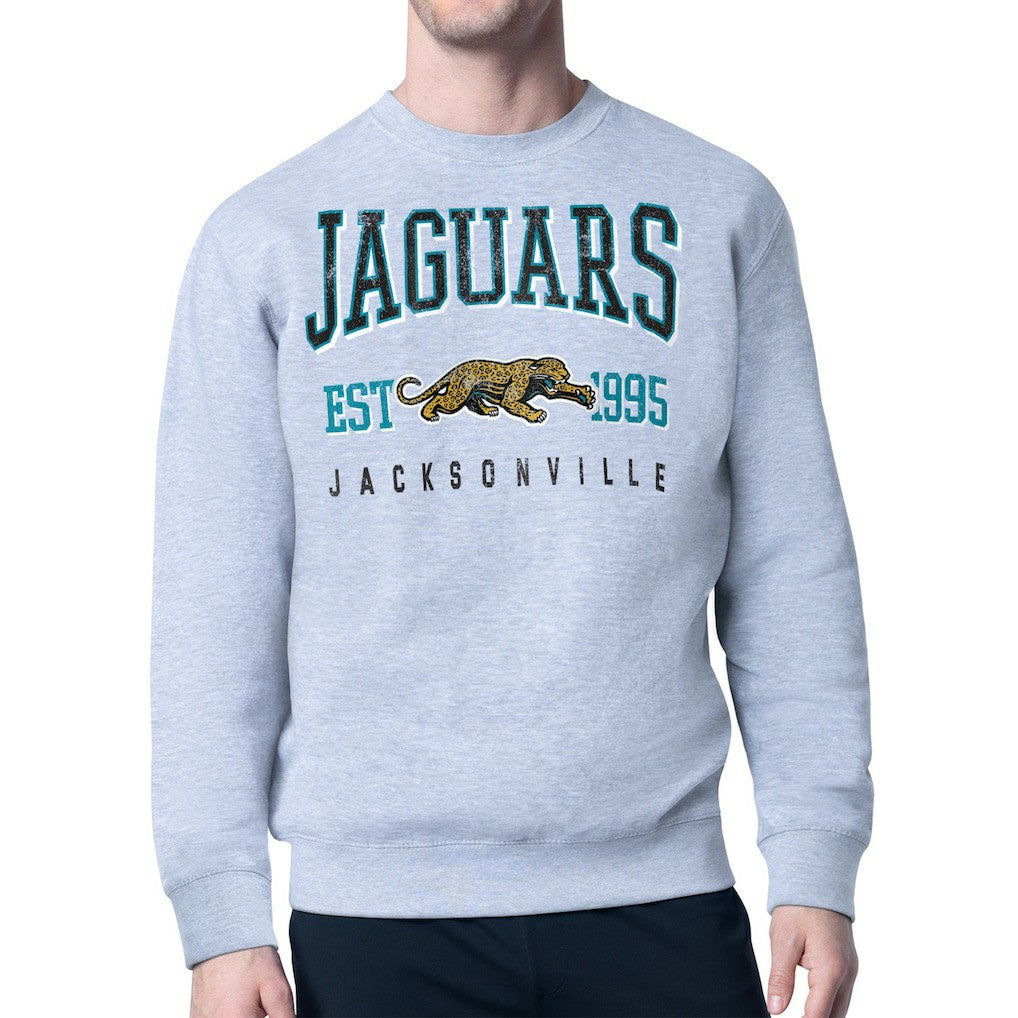 Jacksonville Jaguars Starter Retro Team Logo Pullover Sweatshirt Heather Gray - NFL