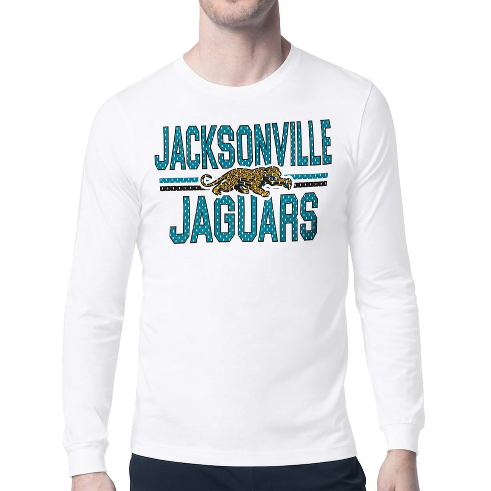Jacksonville Jaguars Starter Mesh Look Retro Team Logo Long Sleeve T-Shirt White - NFL