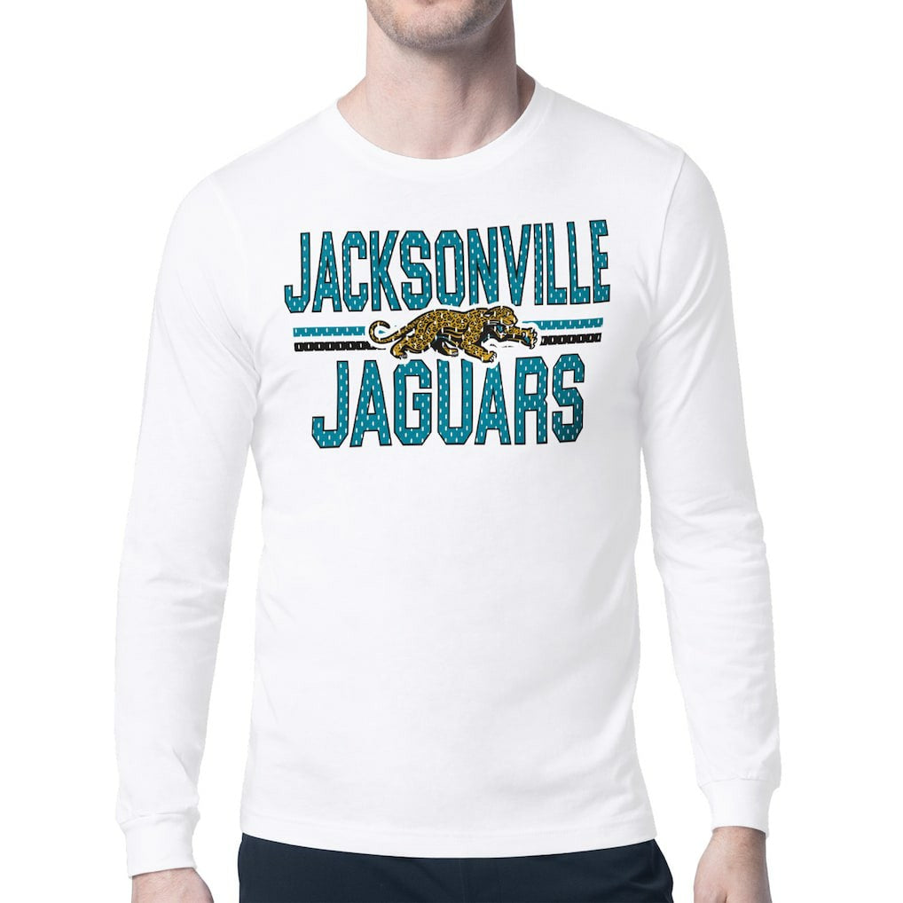 Jacksonville Jaguars Starter Mesh Look Retro Team Logo Long Sleeve T-Shirt White - NFL