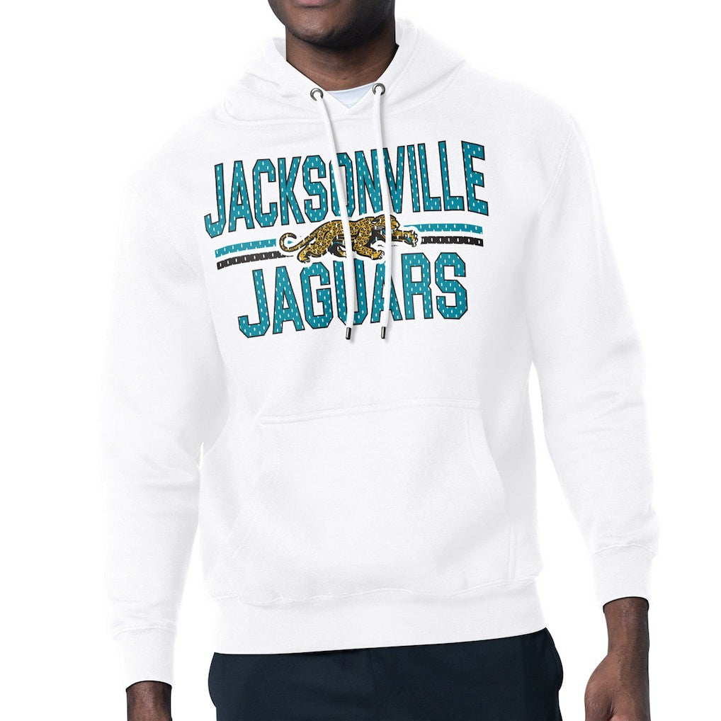 Jacksonville Jaguars Starter Mesh Look Retro Team Logo Pullover Hoodie White - NFL