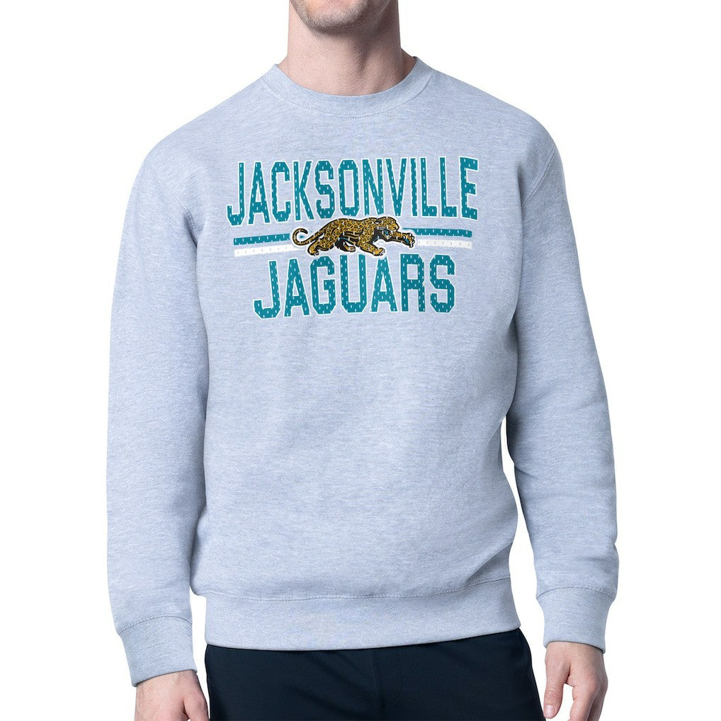 Jacksonville Jaguars Starter Mesh Look Retro Team Logo Pullover Sweatshirt Heather Gray - NFL