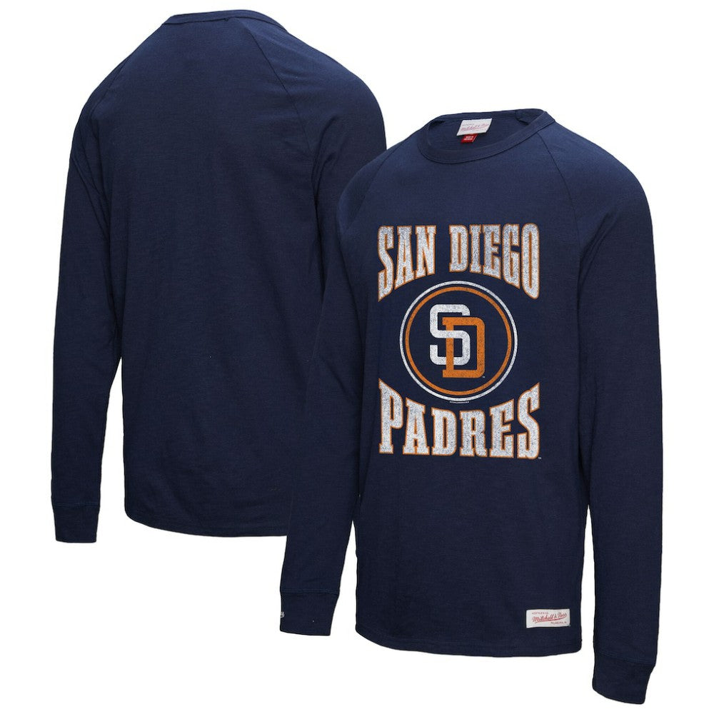San Diego Padres Mitchell & Ness Arched Logo Slub Long Sleeve T-Shirt Clearance