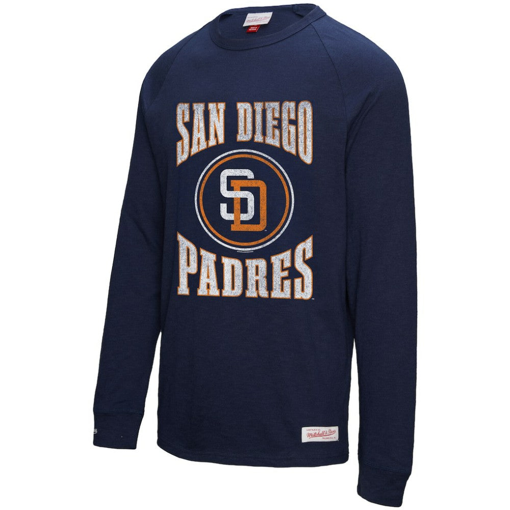 San Diego Padres Mitchell & Ness Arched Logo Slub Long Sleeve T-Shirt Clearance