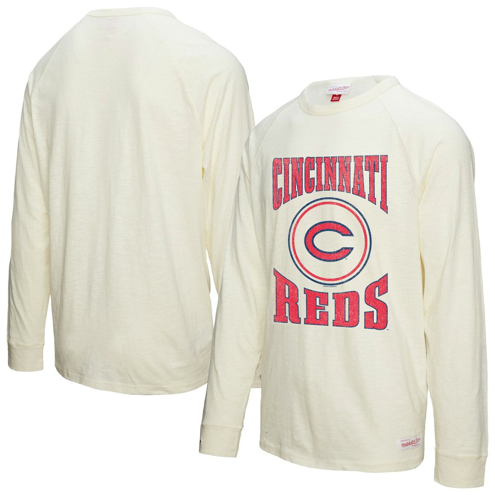Cincinnati Reds Mitchell & Ness Arched Logo Slub Long Sleeve T-Shirt Sale