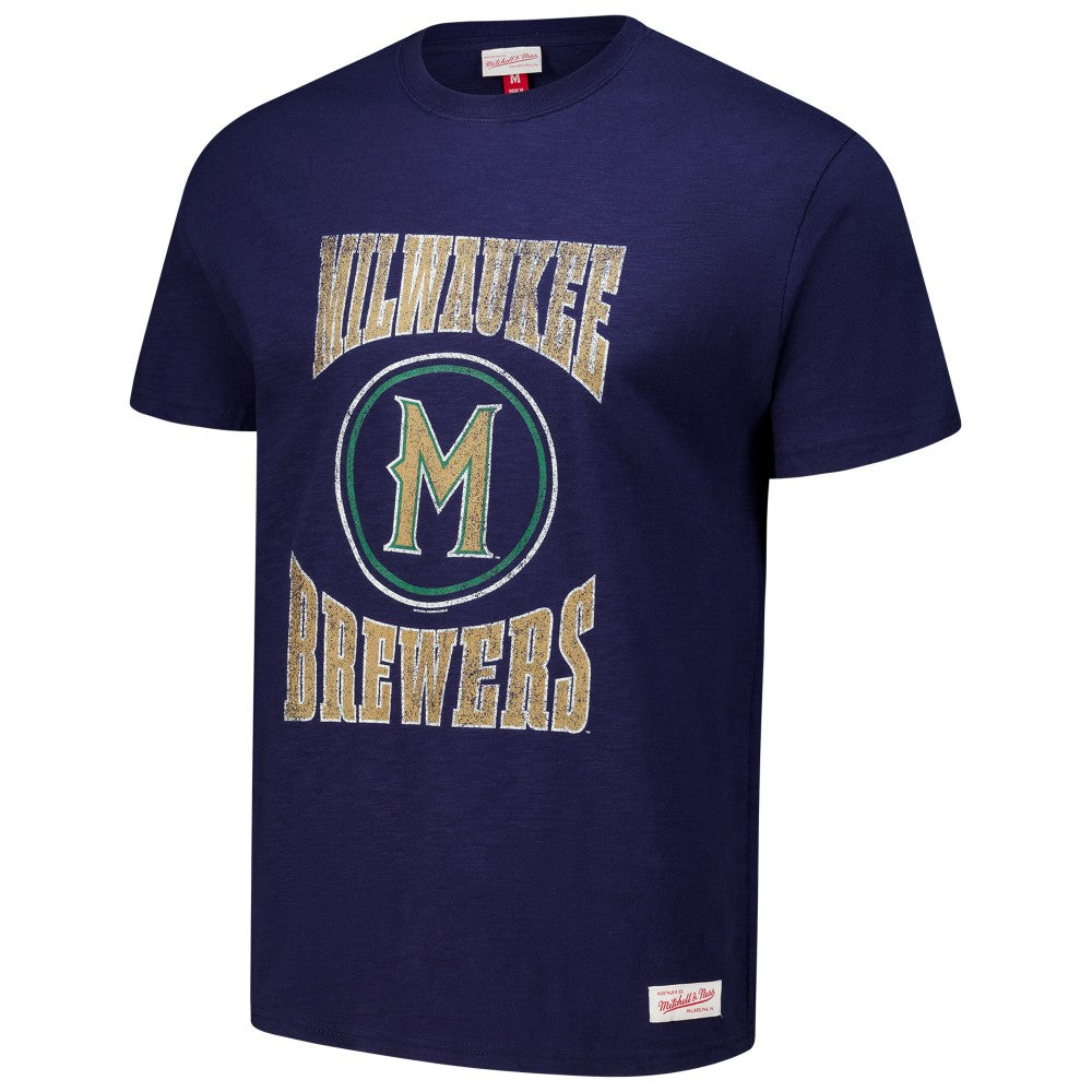 Milwaukee Brewers Mitchell & Ness Arched Logo Slub T-Shirt Lifestyle
