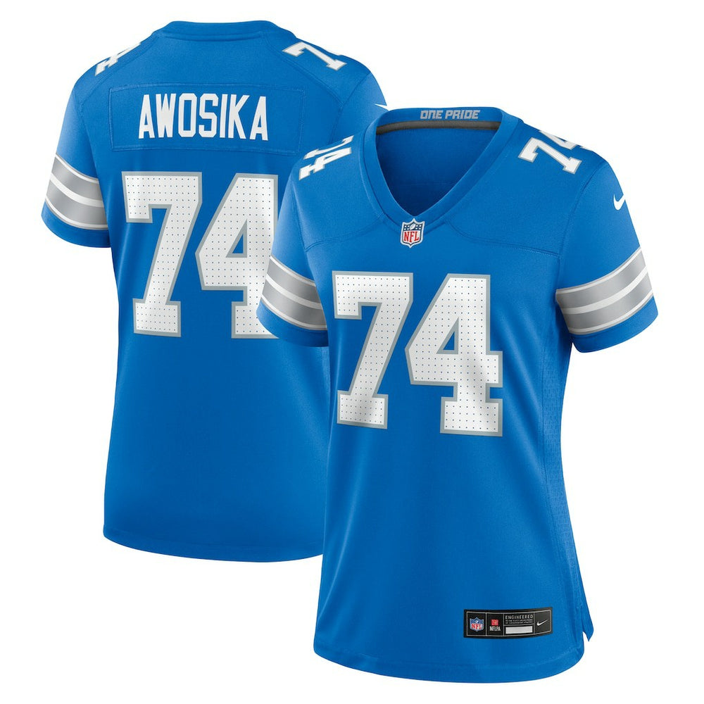 Kayode Awosika Detroit Lions Women's Team Game Jersey Blue - Nike