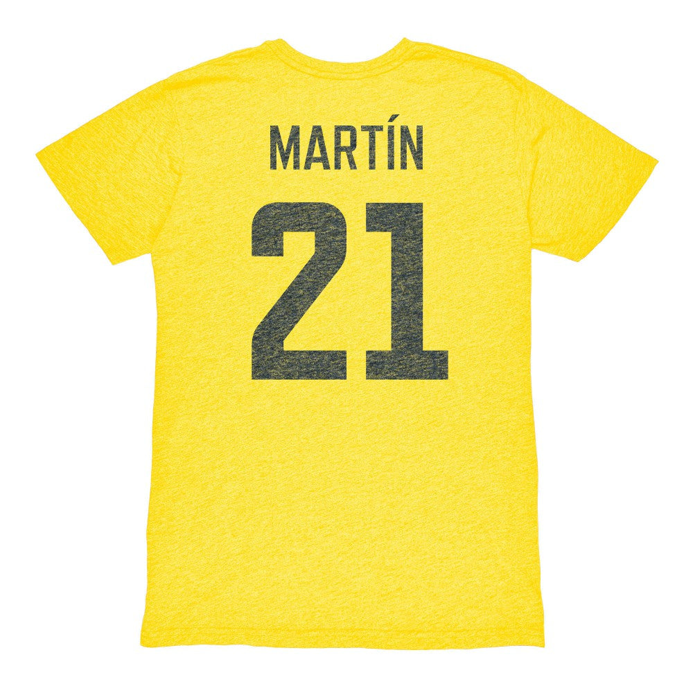 Henry Martin Club America 1863FC Vintage Player Name & Number Tri-blend T-Shirts - Yellow