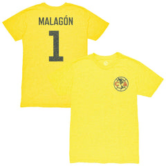 Luis Malagón Club America 1863FC Vintage Player Name & Number Tri-blend T-Shirts - Yellow
