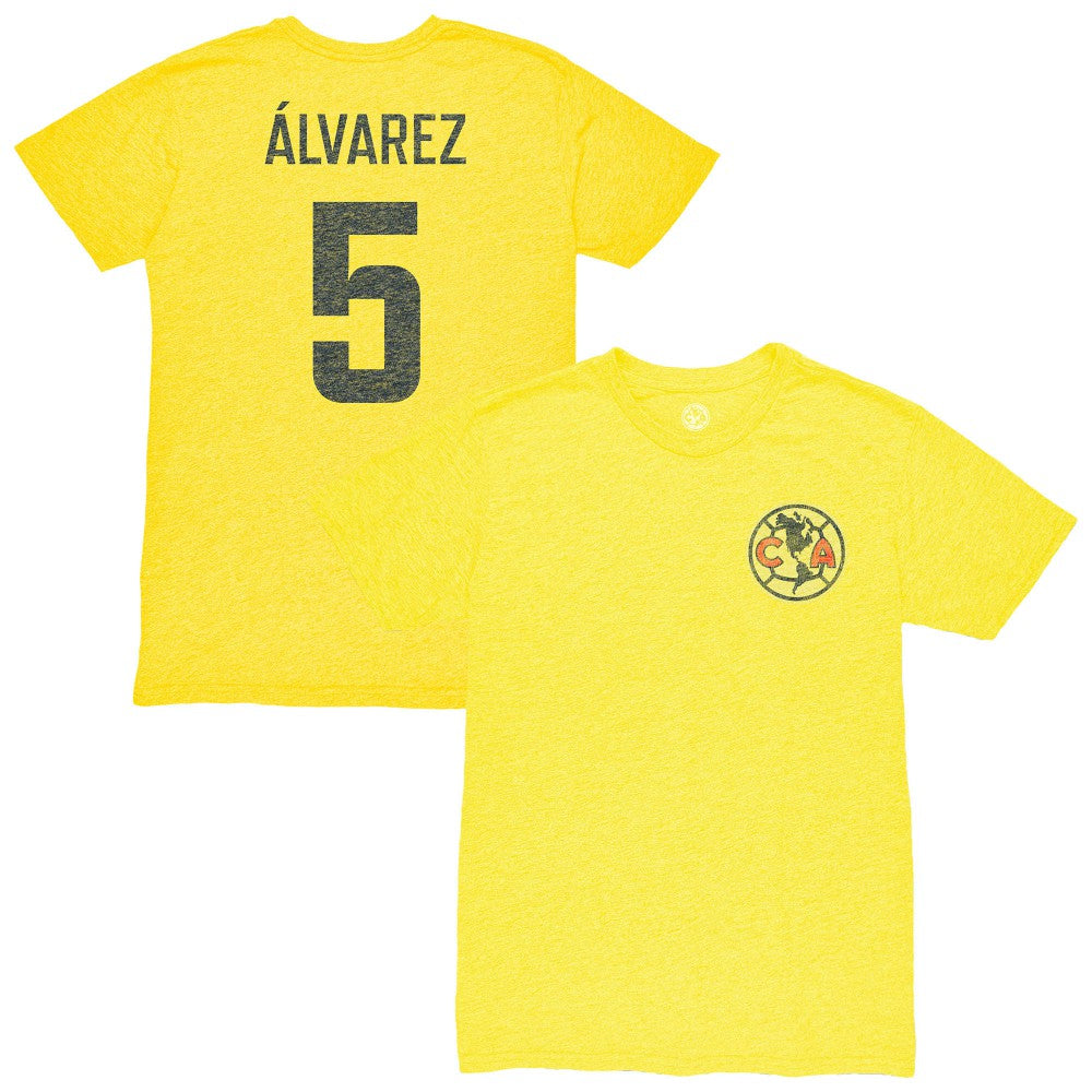 Kevin Álvarez Club America 1863FC Vintage Player Name & Number Tri-blend T-Shirts - Yellow