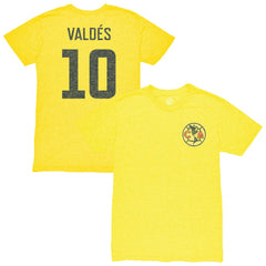 Diego Valdés Club America 1863FC Vintage Player Name & Number Tri-blend T-Shirts - Yellow