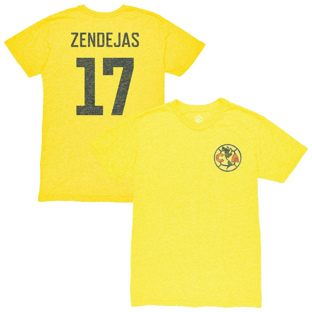 Alejandro Zendejas Club America 1863FC Vintage Player Name & Number Tri-blend T-Shirts - Yellow