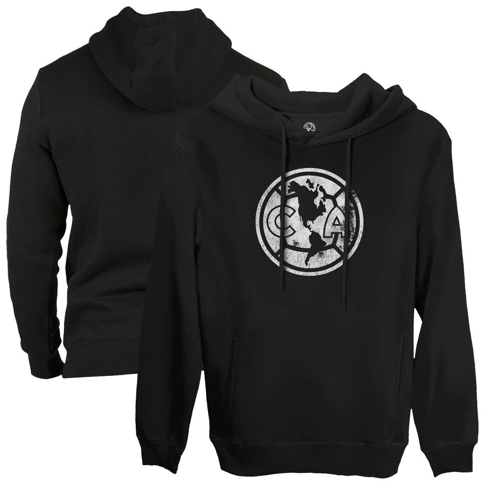 Club America 1863FC Mono Badge Fleece Pullover Hoodie Sweatshirt - Black